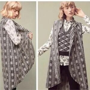 MOTH For Anthropologie Felted Wool Blend Open Front Sweater Vest Size P XS/S